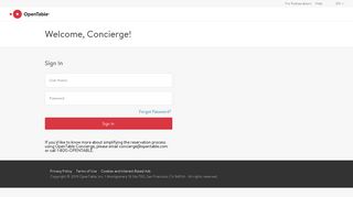 Concierge Reservation - OpenTable