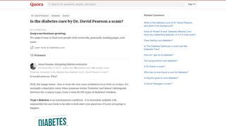 Is the diabetes cure by Dr. David Pearson a scam? - Quora