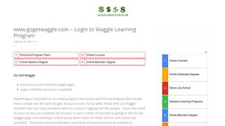 www.gogetwaggle.com - Login to Waggle Learning Program ...
