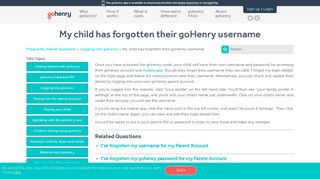 My Child has forgotten their goHenry Username | FAQs goHenry
