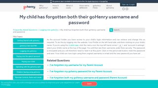 Forgotten Username & Password | Child Account | FAQs goHenry