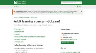 Adult learning courses - GoLearn! | Leicestershire County Council