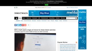 GO e-mail users angry at move to close down service - Times of Malta