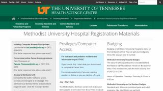 Methodist University Hospital Registration Materials - UTHSC
