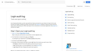 Login audit log - G Suite Admin Help - Google Support