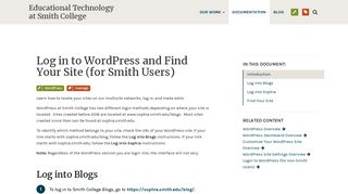 Log in to WordPress and Find Your Site (for Smith Users ...