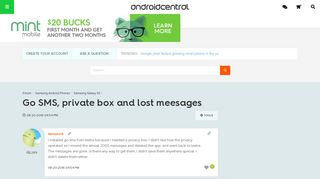 Go SMS, private box and lost meesages - Android Forums at ...