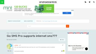 Go SMS Pro supports internet sms??? - Android Forums at ...
