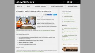 Metrolinx & GO Transit Current Employment Opportunities