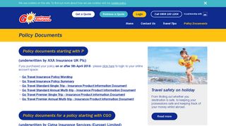 Go Travel Insurance - Policy Documents