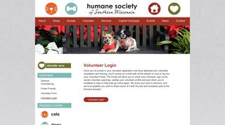 Volunteer Login | Humane Society of Southern Wisconsin