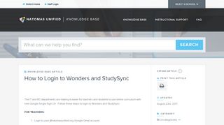How to Login to Wonders and StudySync