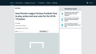 Goal Fantasy Football: How to play, prizes and new rules for the 2018 ...