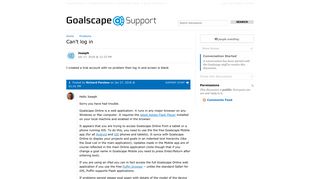 Can't log in / Problems / Discussion Area - Goalscape Support