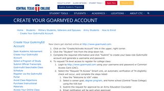 Create Your GoArmyEd Account - Central Texas College