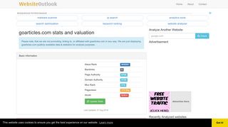 Goarticles : Website stats and valuation