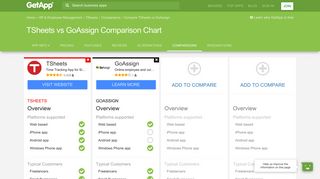 TSheets vs GoAssign Comparison Chart of Features | GetApp®