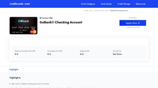 GoBank® Checking Account - Apply Online - Credit Cards