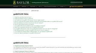 goBAYLOR FAQs | Undergraduate Admissions | Baylor University