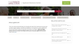 What is goBAYLOR? - Common App Solutions Center