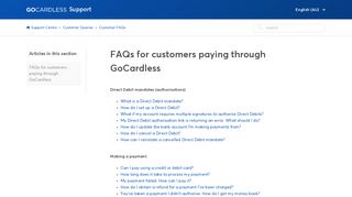 FAQs for customers paying through GoCardless – Support Centre