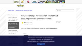 How do I change my Pokémon Trainer Club account password or ...