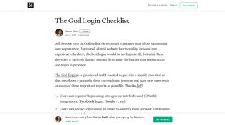 The God Login Checklist – Darren Rush – Medium