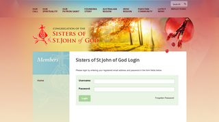 Congregation of the Sisters of St.John of God | Members Login