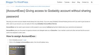 [AccountExec] Giving access to godaddy account without sharing ...