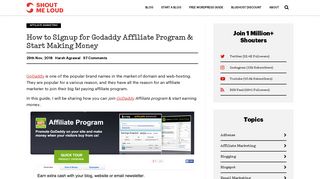 How to Signup for Godaddy Affiliate Program & Start ... - ShoutMeLoud