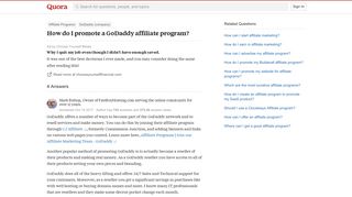 How to promote a GoDaddy affiliate program - Quora