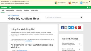 Using the Watching List | GoDaddy Auctions - GoDaddy Help US