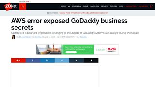 AWS error exposed GoDaddy business secrets | ZDNet
