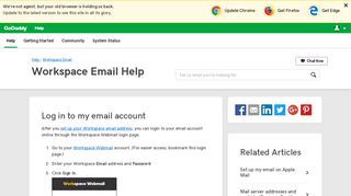 Log in to my email account | Workspace Email - GoDaddy Help GB