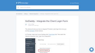 GoDaddy - Integrate the Client Login Form | PTminder Help Center