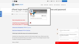 cPanel login invalid while using correct username and password
