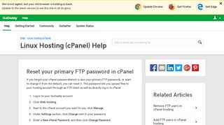 Reset your primary FTP password in cPanel | Linux ... - GoDaddy