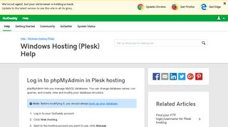 Log in to phpMyAdmin in Plesk hosting | Windows Hosting ... - GoDaddy