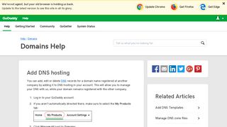 Add DNS hosting | Domains - GoDaddy Help US