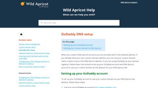 GoDaddy DNS setup - Wild Apricot Help