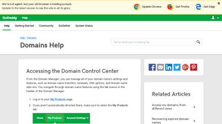 Accessing the Domain Control Center | Domains - GoDaddy Help US