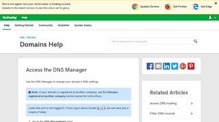 Access the DNS Manager | Domains - GoDaddy Help US