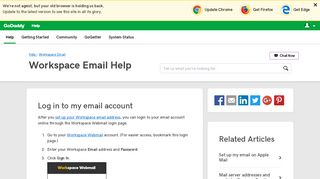 Log in to my email account | Workspace Email - GoDaddy Help AU