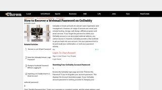 How to Recover a Webmail Password on GoDaddy | Chron.com