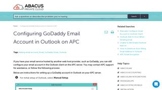 Configuring GoDaddy Email Account in Outlook on APC - Abacus ...