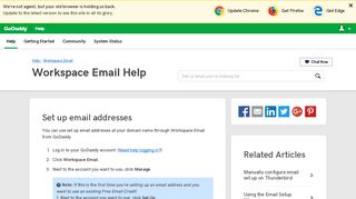 Set up email addresses | Workspace Email - GoDaddy Help GB