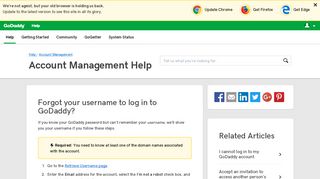 Forgot your username to log in to GoDaddy? | Account Management ...