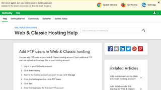 Add FTP users in Web & Classic hosting - GoDaddy