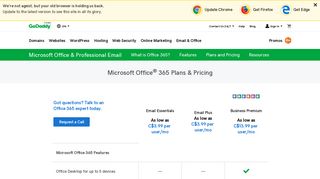Office 365 Plans And Pricing | GoDaddy CA
