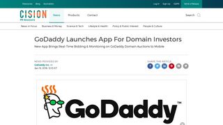 GoDaddy Launches App For Domain Investors - PR Newswire